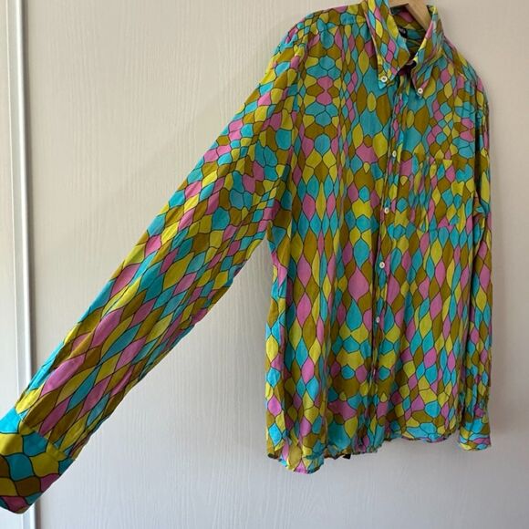 Dolce Gabbana Vintage 70s Funky Disco Long Sleeve Button Down Italy Mens 40 - Picture 2 of 11
